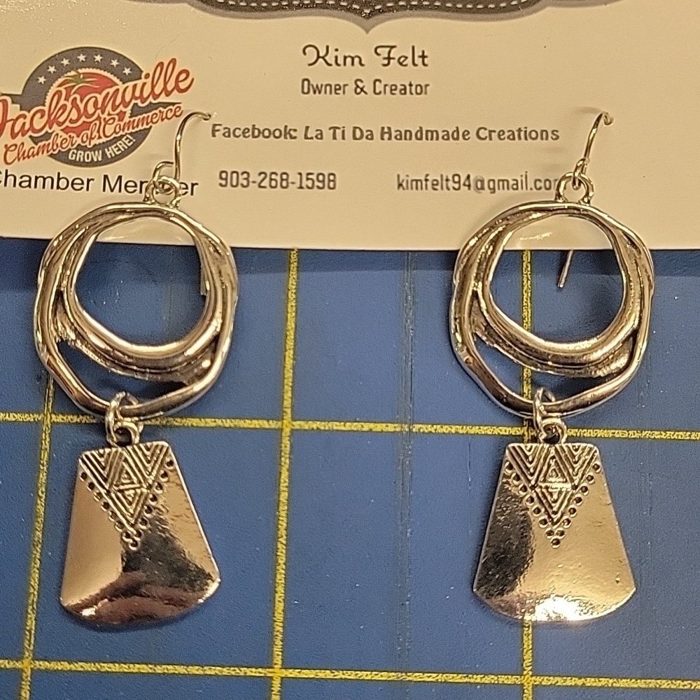 Silver Tone Dangle 2" Earrings